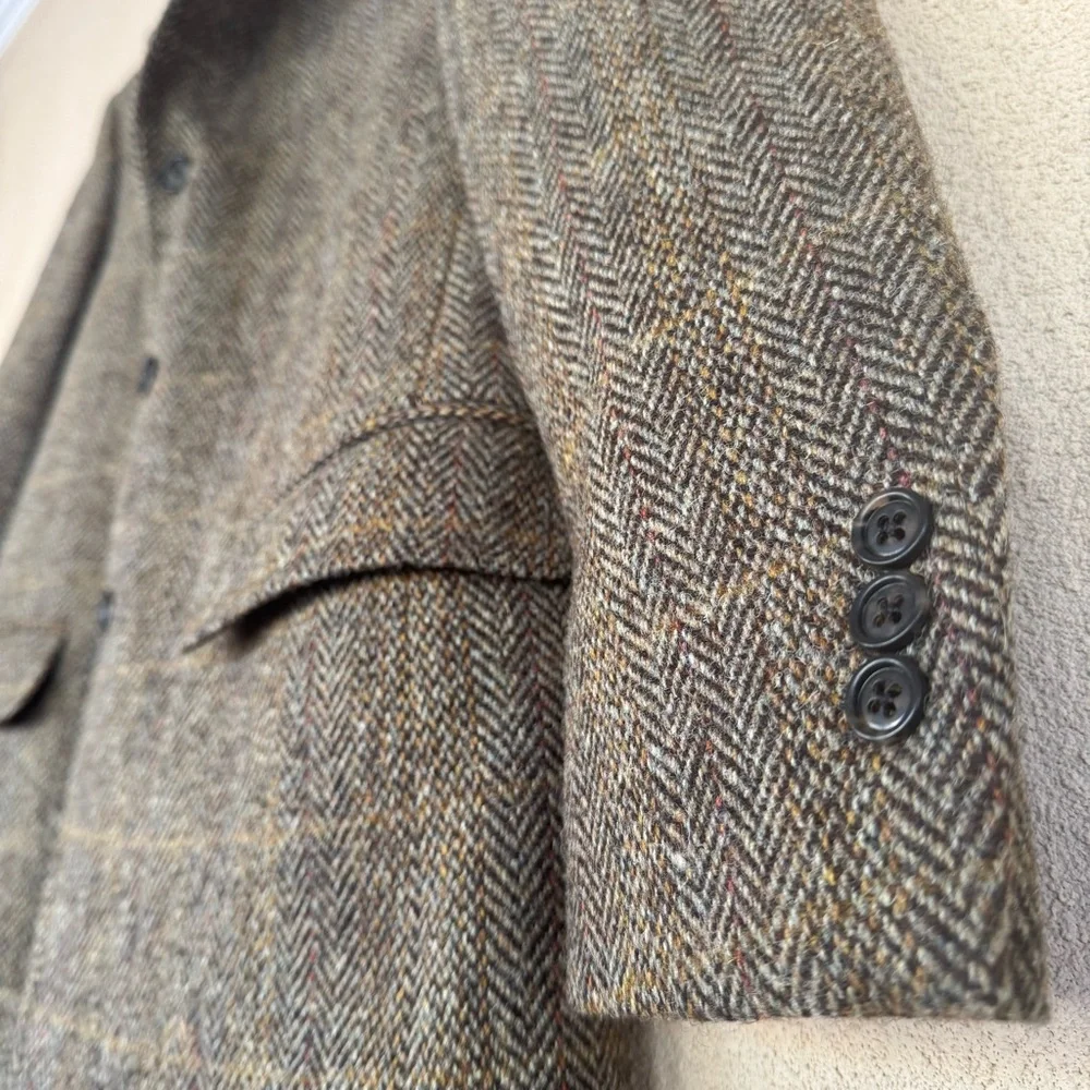Harris Tweed Herringbone Sport Coat in Brown Autumn tones Sz 38S | Canada 🍁